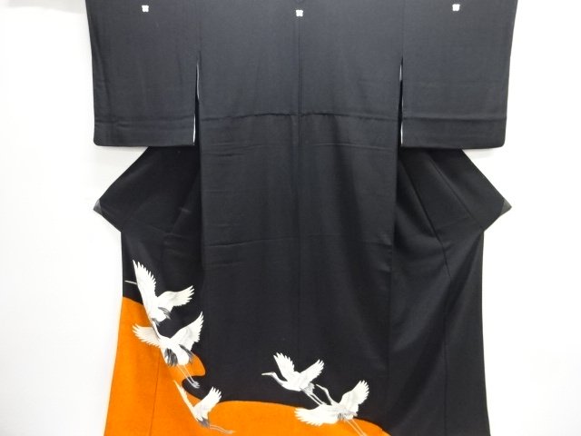 JAPANESE KIMONO / TOMESODE / EMBROIDERY / CRANE 
